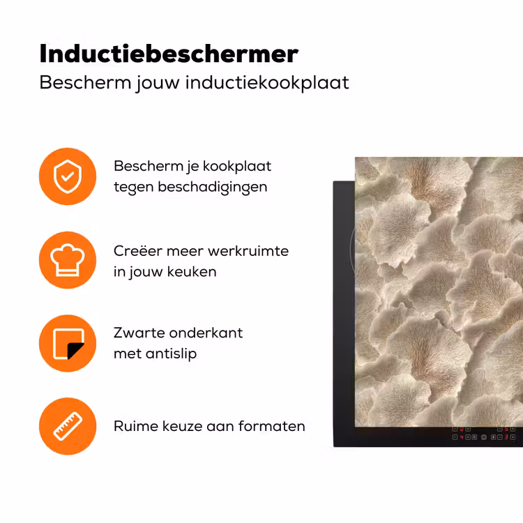 Waaierstructuren - Beige - Vezeltextuur Inductie beschermer vinyl 3mm klein 276 -zzzzzzz-td-ups