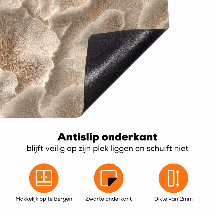 Waaierstructuren - Beige - Vezeltextuur Inductie beschermer vinyl 3mm klein 276 -zzzzzzz-td-onderkant