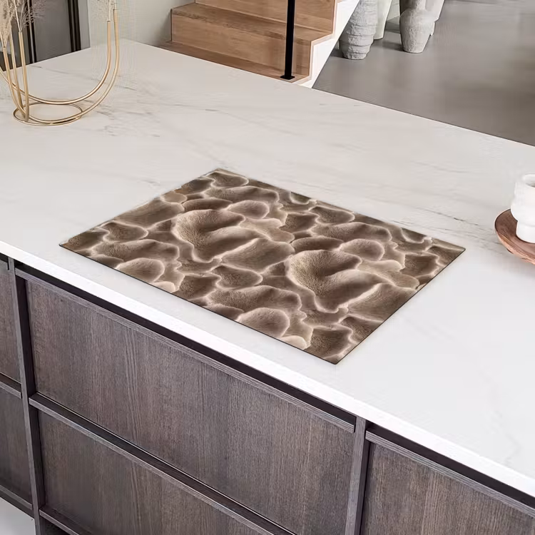 Waaiervorm - Beige - Vezel textuur Inductie beschermer vinyl 3mm klein 276 -sfeer8