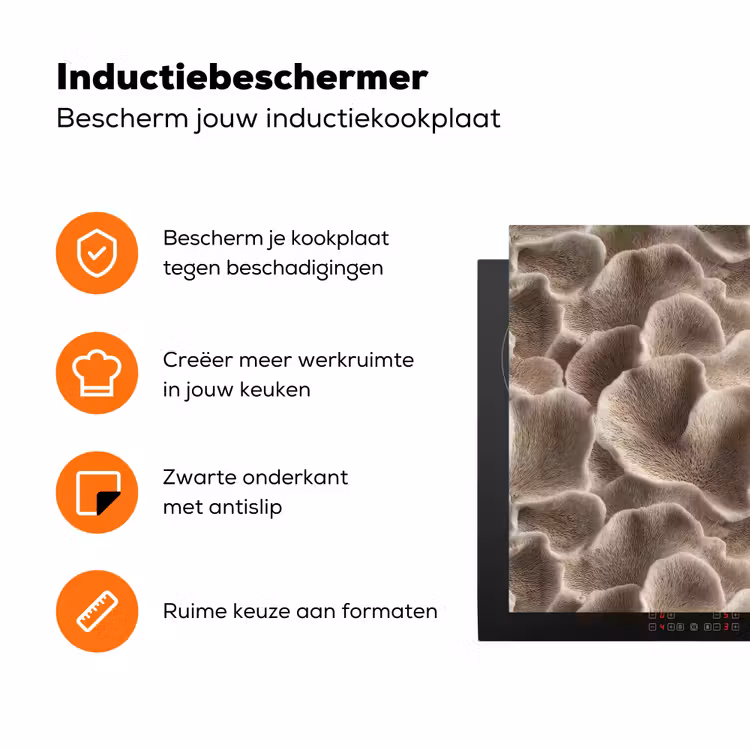 Waaiervorm - Beige - Vezel textuur Inductie beschermer vinyl 3mm klein 276 -zzzzzzz-td-ups