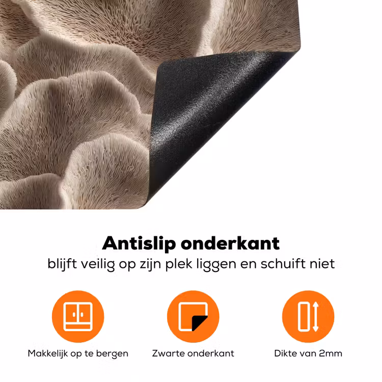 Waaiervorm - Beige - Vezel textuur Inductie beschermer vinyl 3mm klein 276 -zzzzzzz-td-onderkant