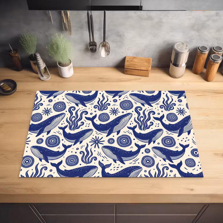 Walvis - Onderwater - Dieren - Abstract - Blauw Inductie beschermer vinyl 3mm klein -sfeer5