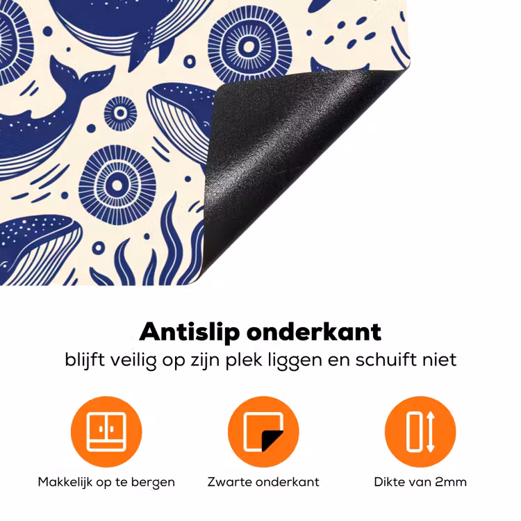 Walvis - Onderwater - Dieren - Abstract - Blauw Inductie beschermer vinyl 3mm klein -zzzzzzz-td-onderkant