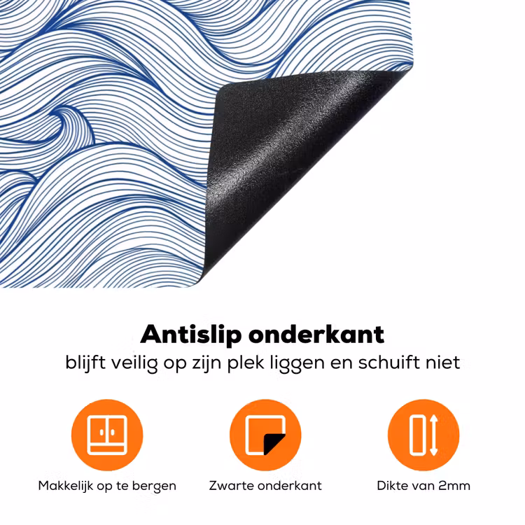 Walvis - Staart - Golven - Lijntekening - Blauw Inductie beschermer vinyl 3mm klein -zzzzzzz-td-onderkant