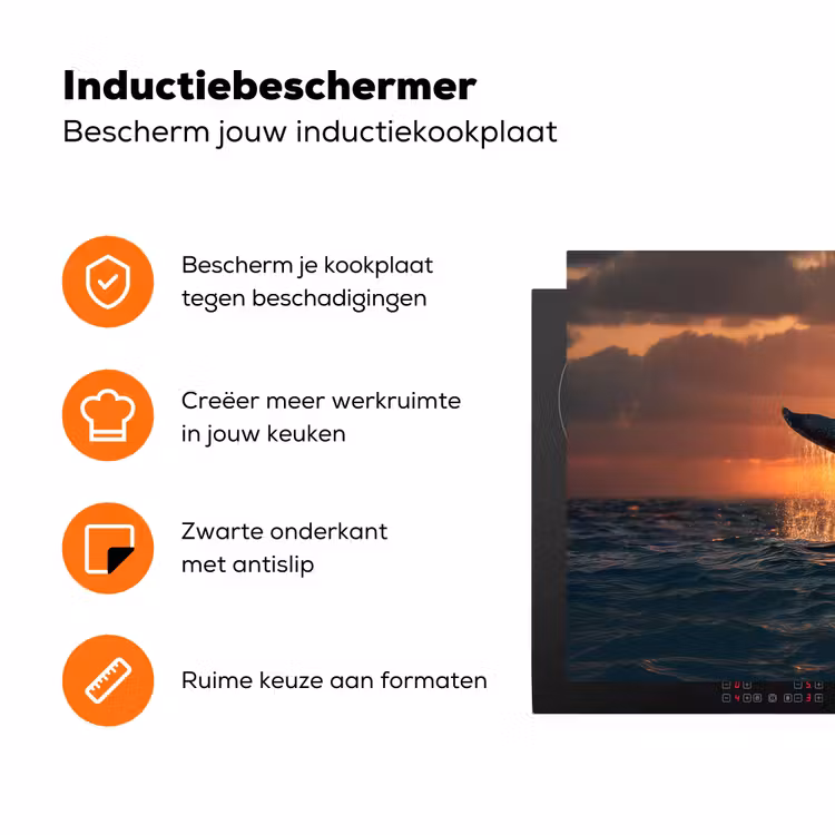 Walvis staart - Water - Zonsondergang Inductie beschermer vinyl 3mm klein -zzzzzzz-td-ups