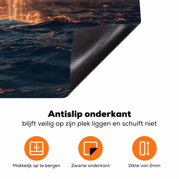 Walvis staart - Water - Zonsondergang Inductie beschermer vinyl 3mm klein -zzzzzzz-td-onderkant