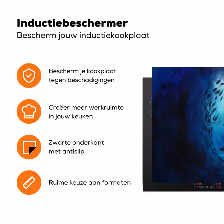 Walvis - Vissen - Donkerblauw Inductie beschermer vinyl 3mm klein -zzzzzzz-td-ups