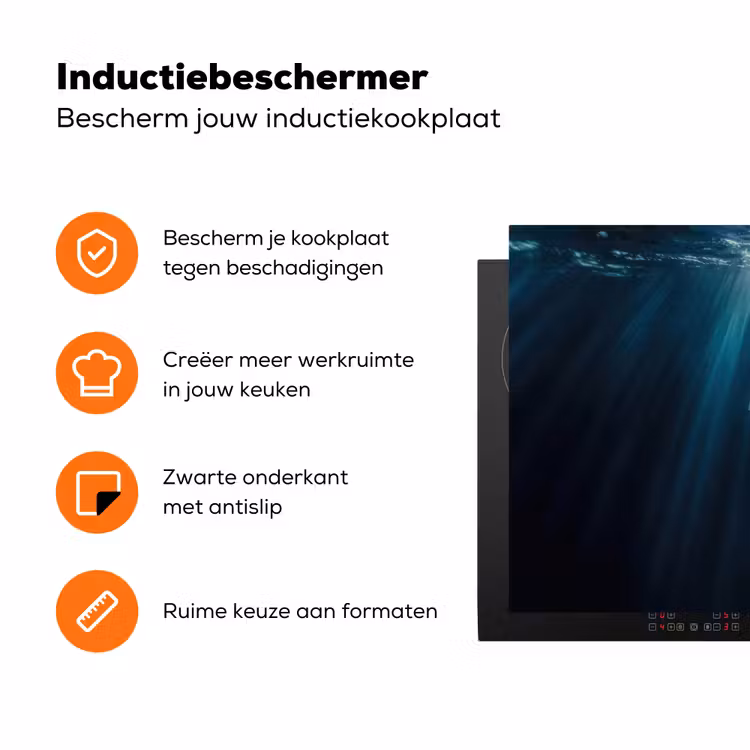 Walvis - Water - Zonnestralen - Blauw Inductie beschermer vinyl 3mm klein -zzzzzzz-td-ups