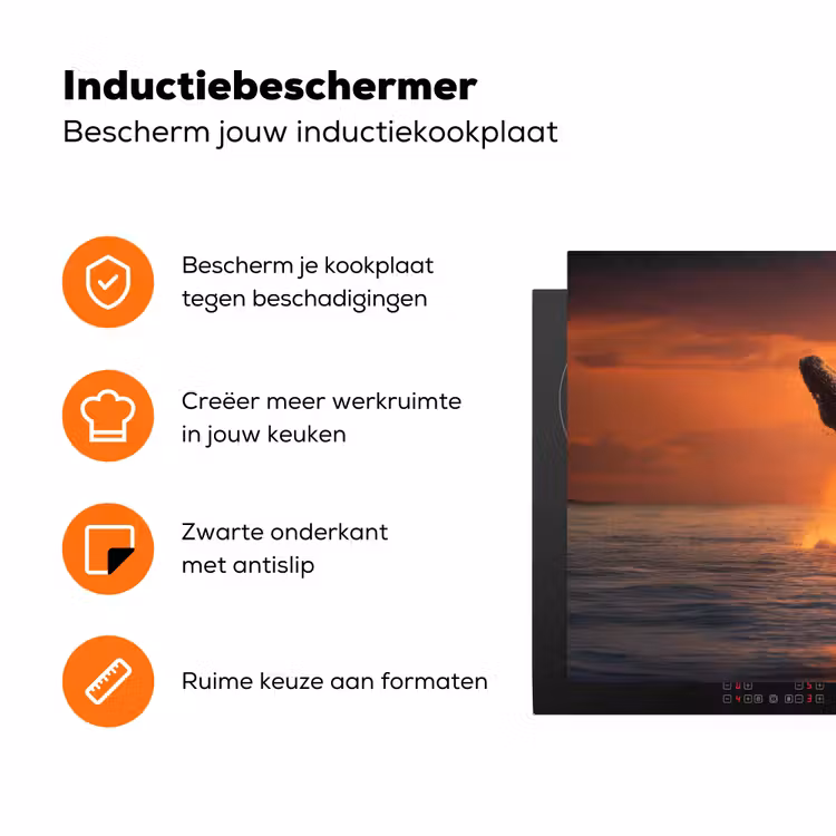 Walvis - Zon - Zee Inductie beschermer vinyl 3mm klein -zzzzzzz-td-ups