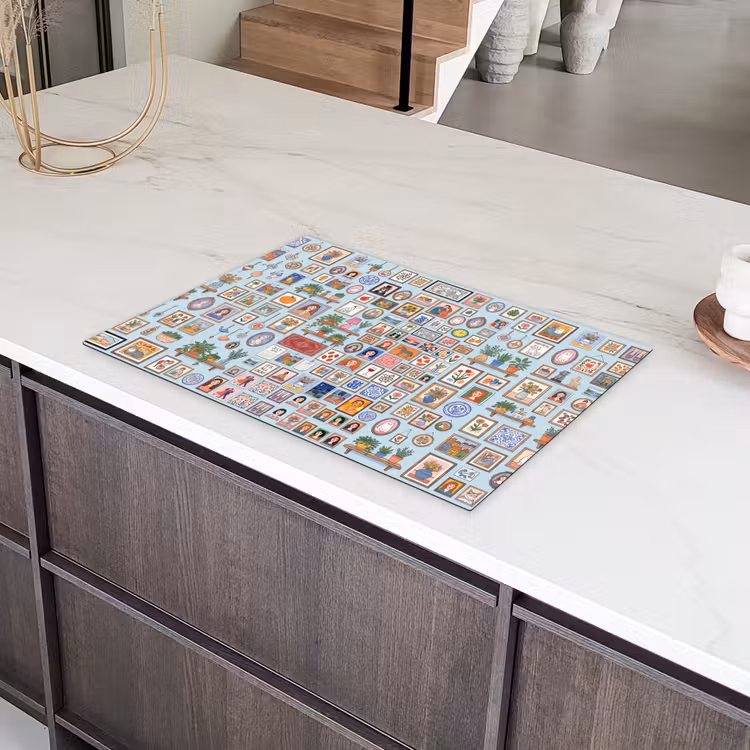 Wanddecoratie - Collectie - Huis - Illustratief - Kleurrijk Inductie beschermer vinyl 3mm klein -sfeer8
