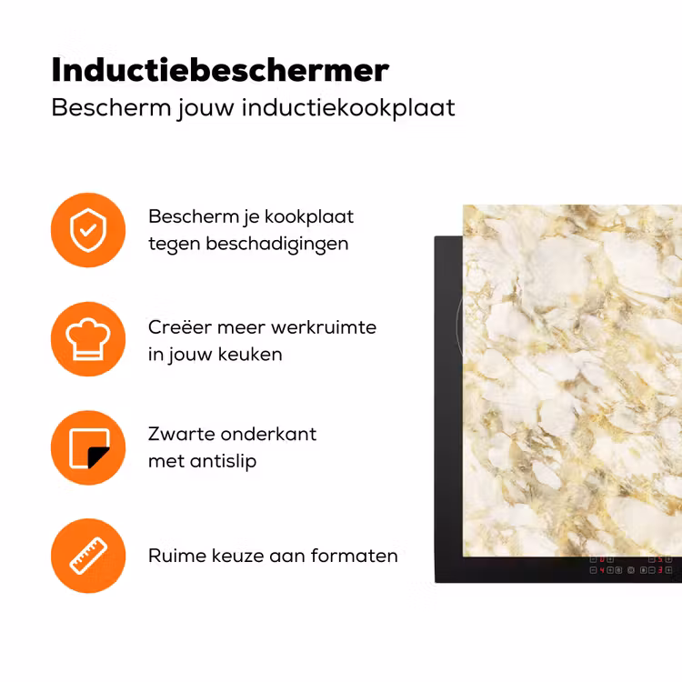 Warm - Gouden - Marmer - Patroon Inductie beschermer vinyl 3mm klein 276 -zzzzzzz-td-ups