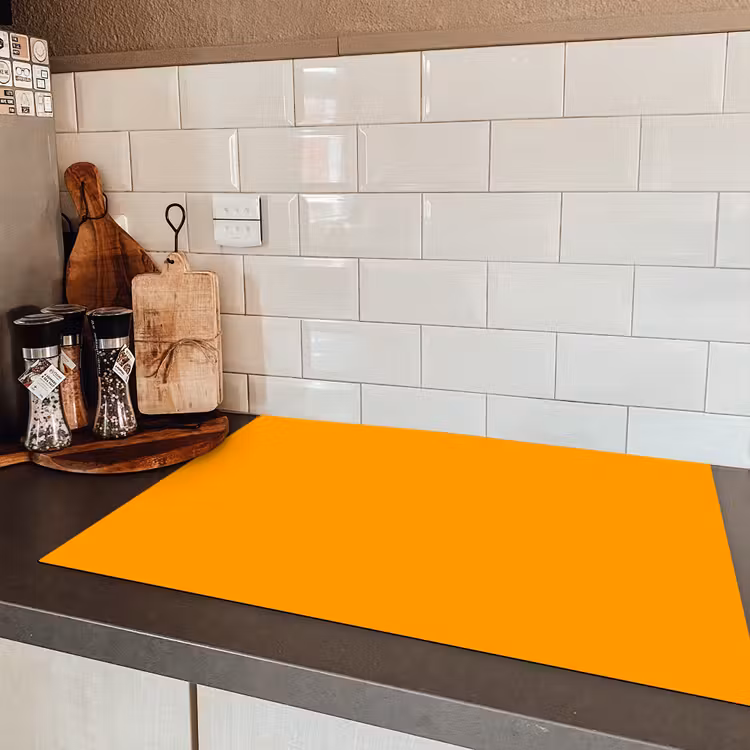 Warm - Ochre - Oranje Inductie beschermer vinyl 3mm klein 276 -sfeer3