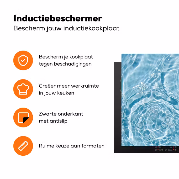 Water - Blauw - bubbels Inductie beschermer vinyl 3mm klein -zzzzzzz-td-ups