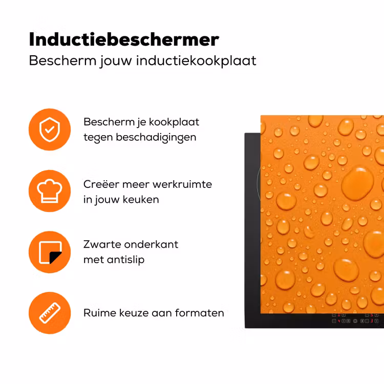 Water - Druppels - Oranje Inductie beschermer vinyl 3mm klein -zzzzzzz-td-ups