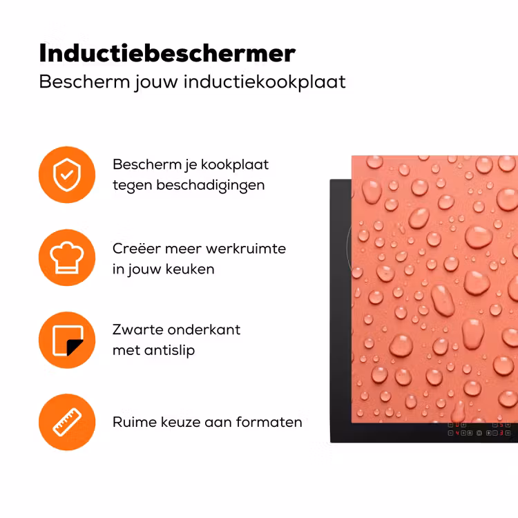 Water - Druppels - Roze Inductie beschermer vinyl 3mm klein -zzzzzzz-td-ups