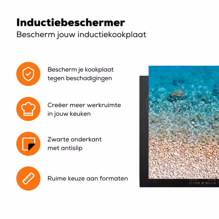 Water - Kiezels - Natuur - Levendig - Turkoois Inductie beschermer vinyl 3mm klein -zzzzzzz-td-ups
