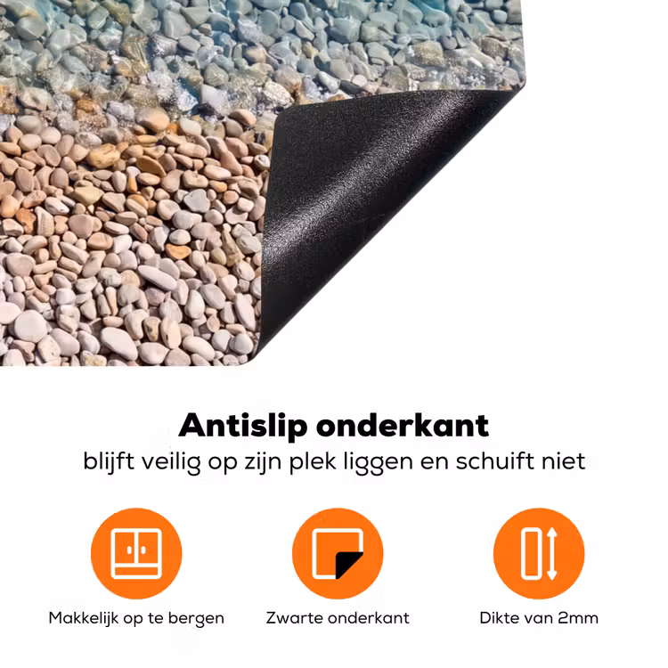 Water - Kiezels - Natuur - Levendig - Turkoois Inductie beschermer vinyl 3mm klein -zzzzzzz-td-onderkant