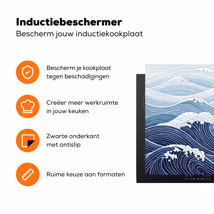 Water - Mozaïek - Landschap - Modern - Blauw Inductie beschermer vinyl 3mm klein -zzzzzzz-td-ups