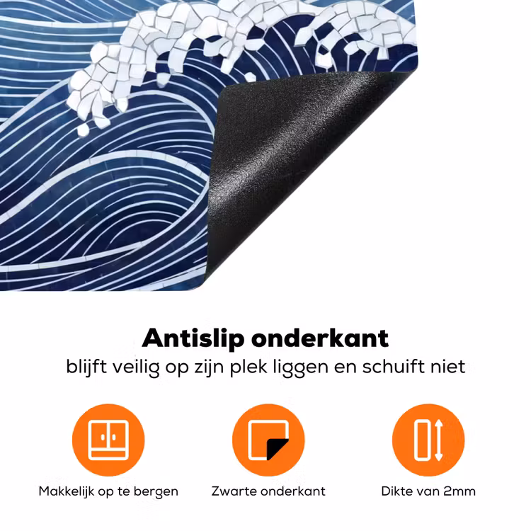 Water - Mozaïek - Landschap - Modern - Blauw Inductie beschermer vinyl 3mm klein -zzzzzzz-td-onderkant