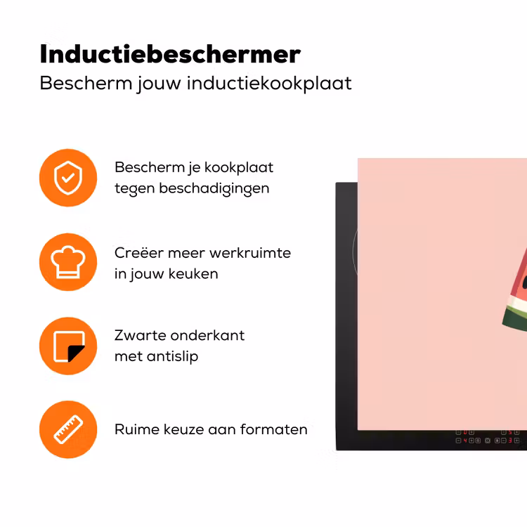 Watermeloen - Ijsje - Pitjes - Rood Inductie beschermer vinyl 3mm klein -zzzzzzz-td-ups