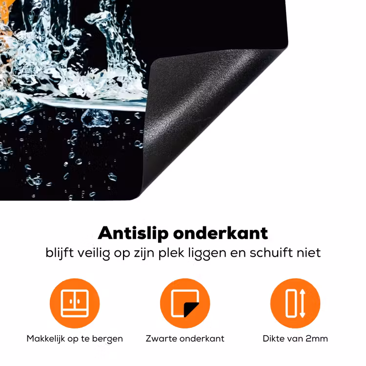 Watersplash - Fruit - Zwart Inductie beschermer vinyl 3mm klein -zzzzzzz-td-onderkant