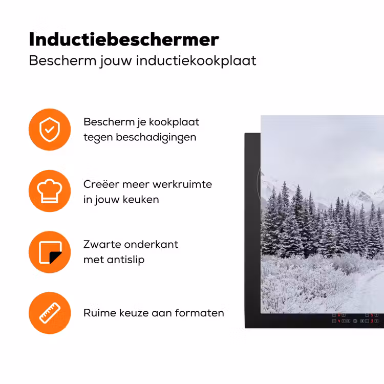 Weg - Bergen - Sneeuw - Naaldbos - Avontuurlijk Inductie beschermer vinyl 3mm klein -zzzzzzz-td-ups