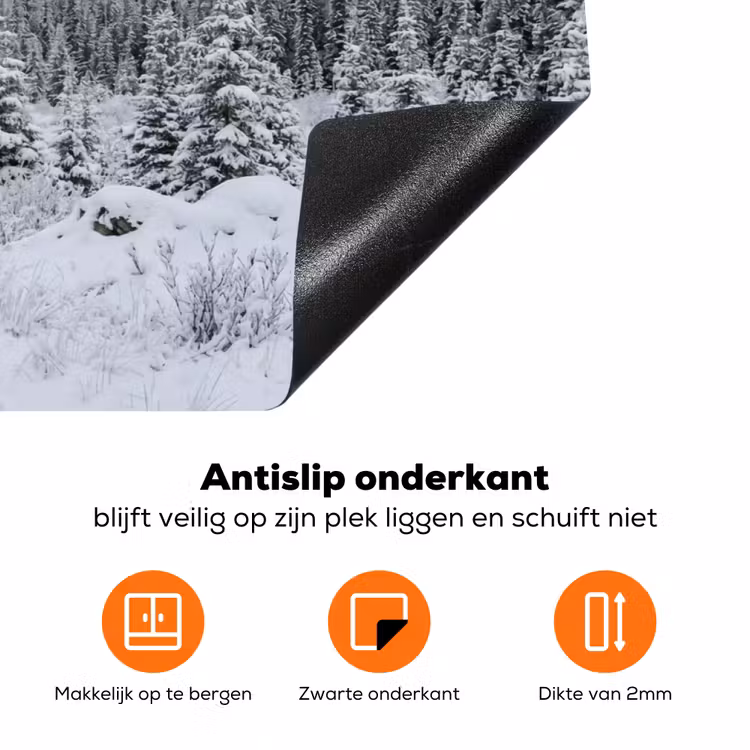 Weg - Bergen - Sneeuw - Naaldbos - Avontuurlijk Inductie beschermer vinyl 3mm klein -zzzzzzz-td-onderkant