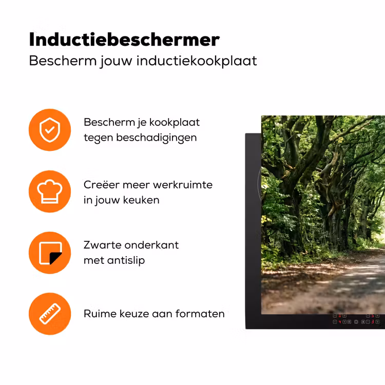 Weg - Bomen - Natuur - Groen Inductie beschermer vinyl 3mm klein -zzzzzzz-td-ups