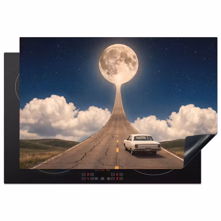 Inductiebeschermer - Weg - Maan - Nacht - Weg - Maan - Nacht Inductie beschermer vinyl 3mm klein