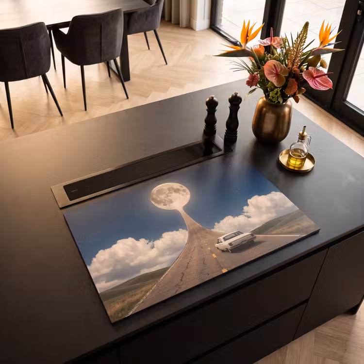 Inductiebeschermer - Weg - Maan - Nacht - Weg - Maan - Nacht Inductie beschermer vinyl 3mm klein