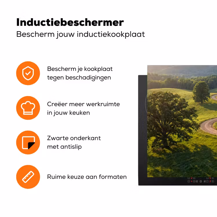 Weg - Weide - Natuur - Groen Inductie beschermer vinyl 3mm klein -zzzzzzz-td-ups