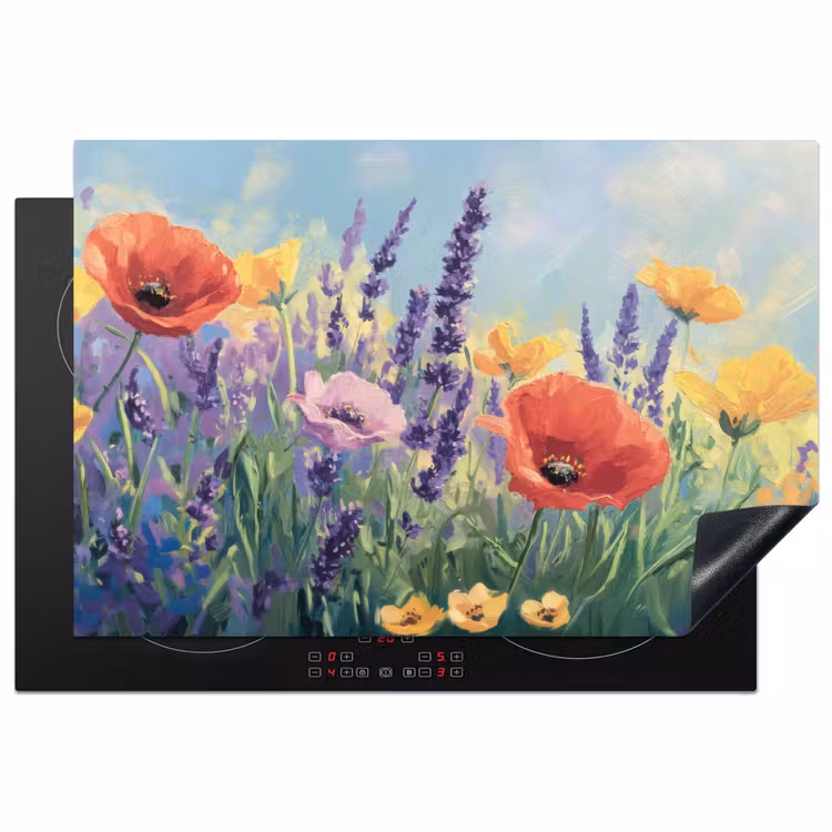 Weide - Bloemen - Kleurrijk Inductie beschermer vinyl 3mm klein -3d