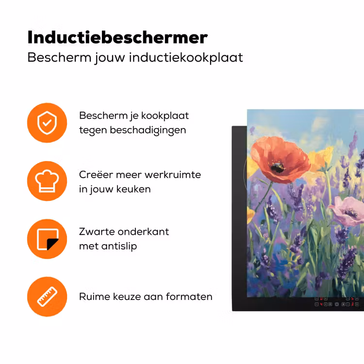 Weide - Bloemen - Kleurrijk Inductie beschermer vinyl 3mm klein -zzzzzzz-td-ups
