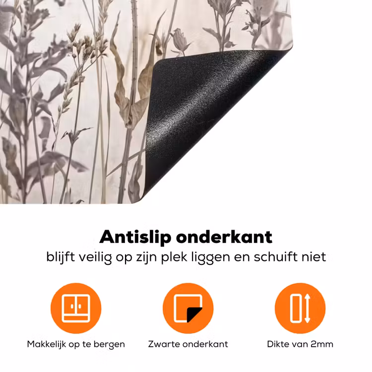 Weidebloemen - Design - Sepia Inductie beschermer vinyl 3mm klein -zzzzzzz-td-onderkant