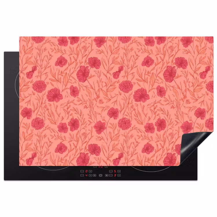 Weidebloemen - Romantisch - Roze Inductie beschermer vinyl 3mm klein 276 -3d