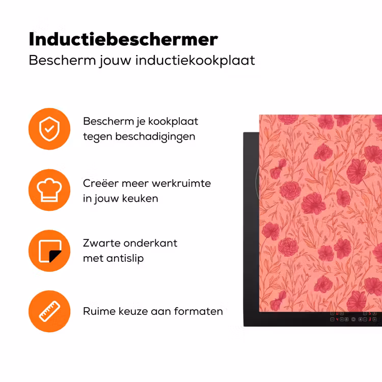 Weidebloemen - Romantisch - Roze Inductie beschermer vinyl 3mm klein 276 -zzzzzzz-td-ups