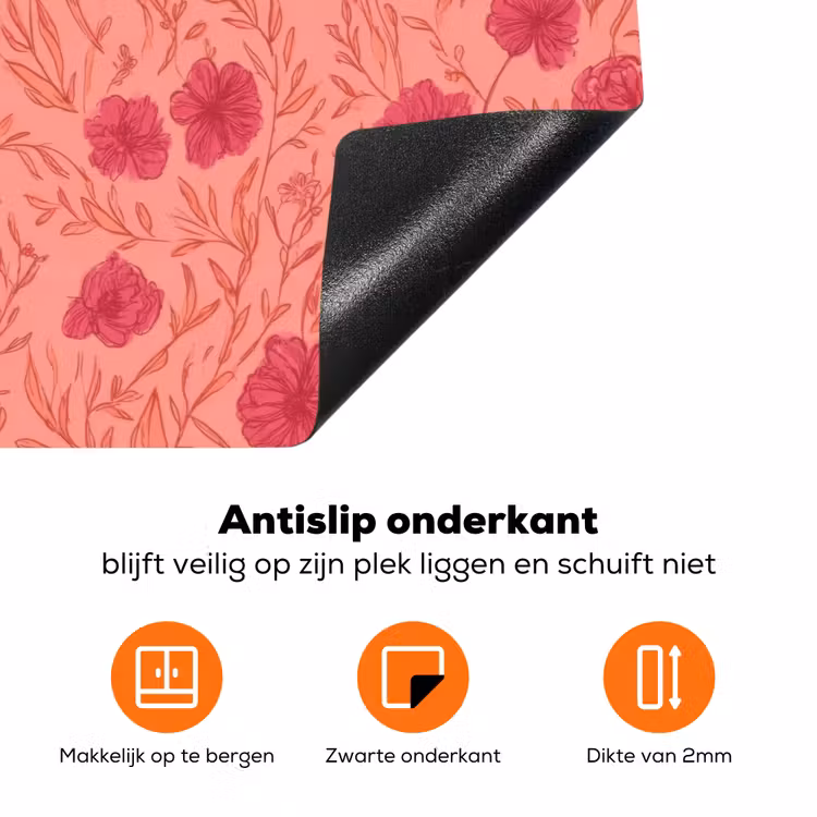 Weidebloemen - Romantisch - Roze Inductie beschermer vinyl 3mm klein 276 -zzzzzzz-td-onderkant