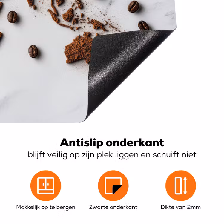 Wereldkaart - Koffie - Marmer Inductie beschermer vinyl 3mm klein -zzzzzzz-td-onderkant