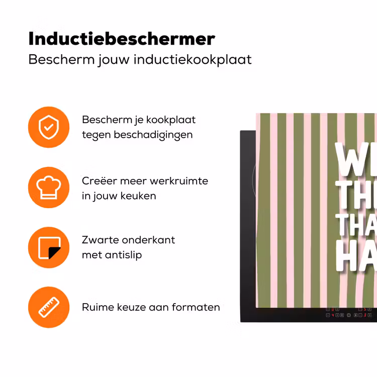 What's the best that could happen - Strepen - Groen - Roze Inductie beschermer vinyl 3mm klein -zzzzzzz-td-ups