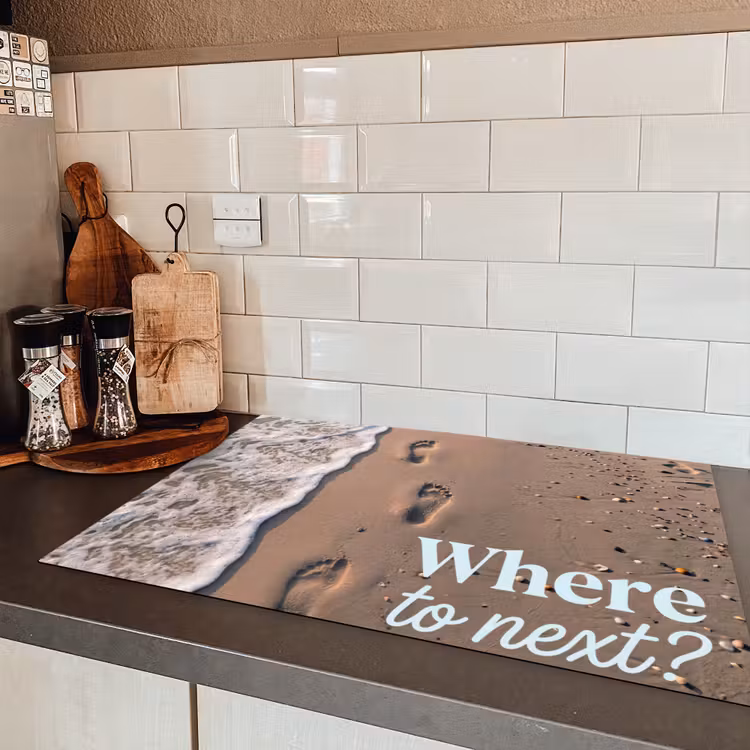 Where to next - Strand - Voetstappen Inductie beschermer vinyl 3mm klein -sfeer3