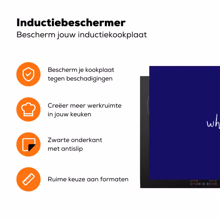 Why not - Blauw - Handgeschreven Inductie beschermer vinyl 3mm klein -zzzzzzz-td-ups