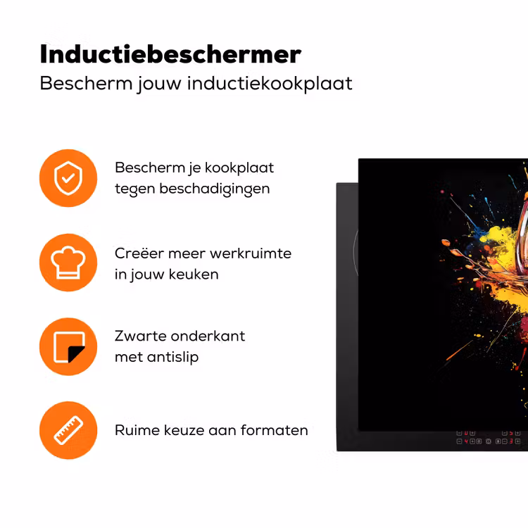 Wijn - Glas - Graffiti - Borrel - Rood - Verf Inductie beschermer vinyl 3mm klein -zzzzzzz-td-ups
