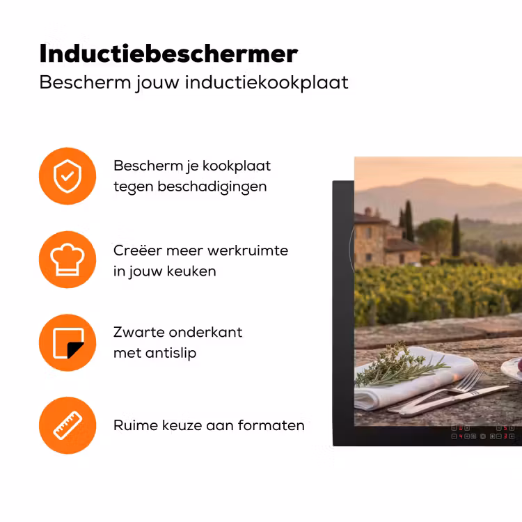 Wijn - Glazen - Druiven - Wijngaard Inductie beschermer vinyl 3mm klein -zzzzzzz-td-ups