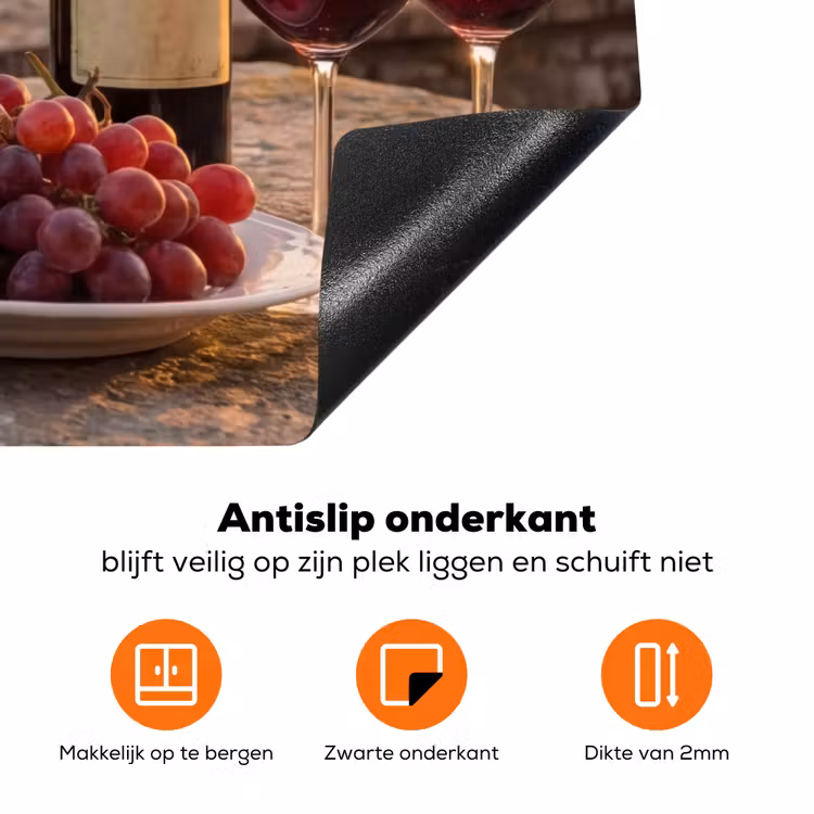 Wijn - Glazen - Druiven - Wijngaard Inductie beschermer vinyl 3mm klein -zzzzzzz-td-onderkant