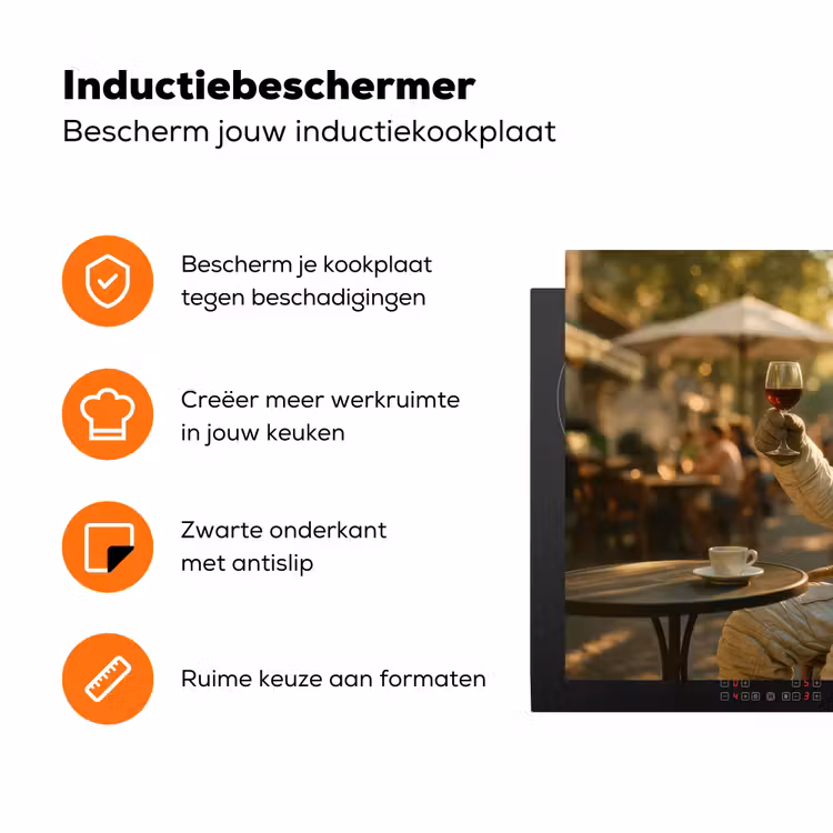 Wijn - Rood - Terras - Koffie Inductie beschermer vinyl 3mm klein -zzzzzzz-td-ups