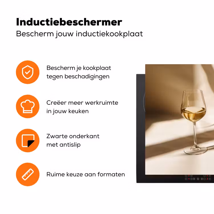 Wijn - Wijnglazen - Wit Inductie beschermer vinyl 3mm klein -zzzzzzz-td-ups