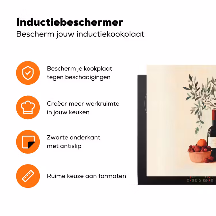 Wijnflessen - Takken - Sinaasappels Inductie beschermer vinyl 3mm klein -zzzzzzz-td-ups