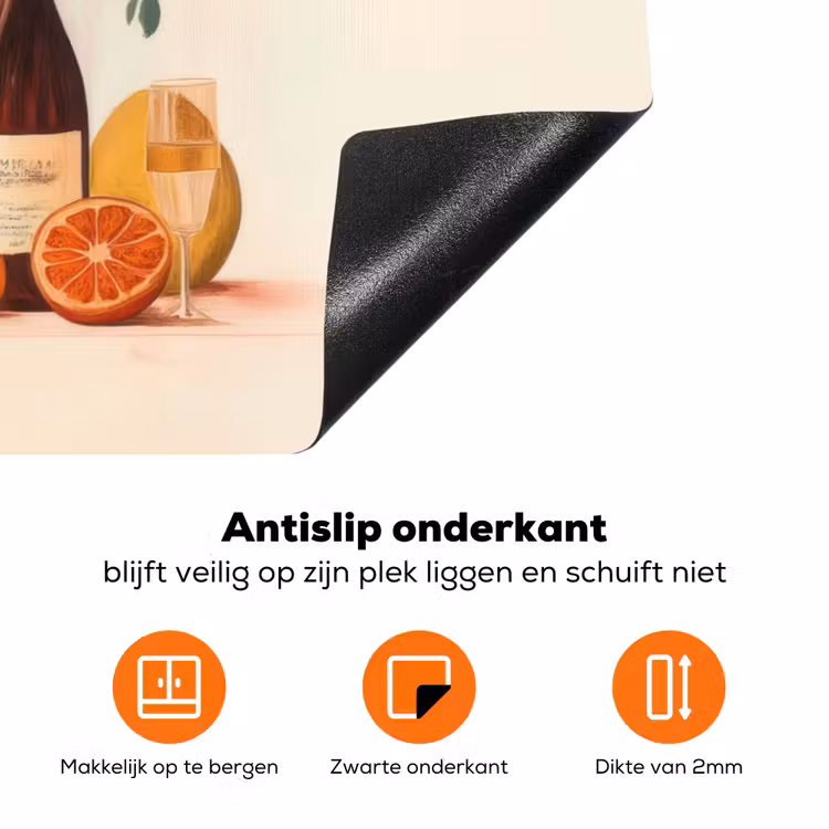 Wijnflessen - Takken - Sinaasappels Inductie beschermer vinyl 3mm klein -zzzzzzz-td-onderkant