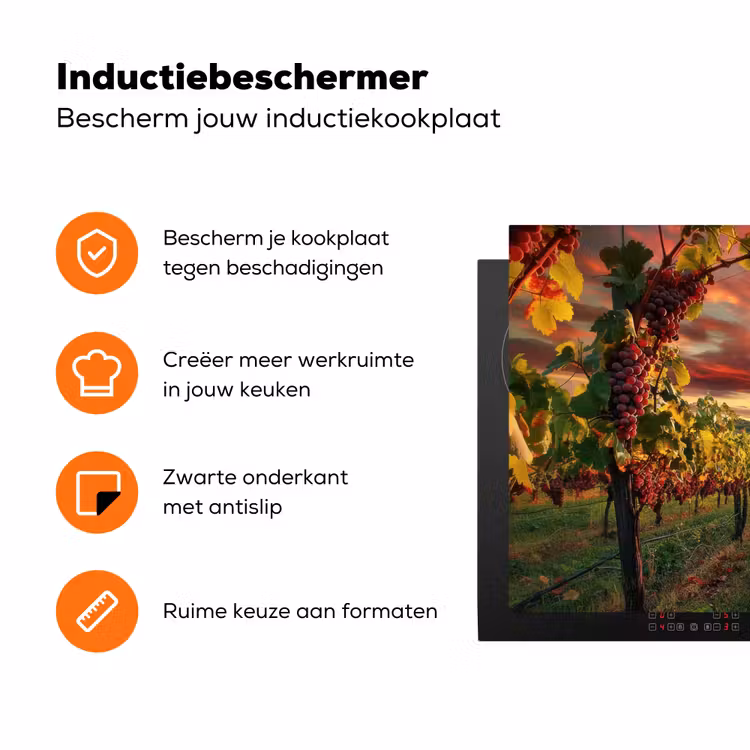 Wijngaard - Druiven - Zonsondergang Inductie beschermer vinyl 3mm klein -zzzzzzz-td-ups
