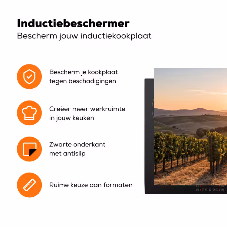 Wijngaard - Zonsondergang - Landschap Inductie beschermer vinyl 3mm klein -zzzzzzz-td-ups